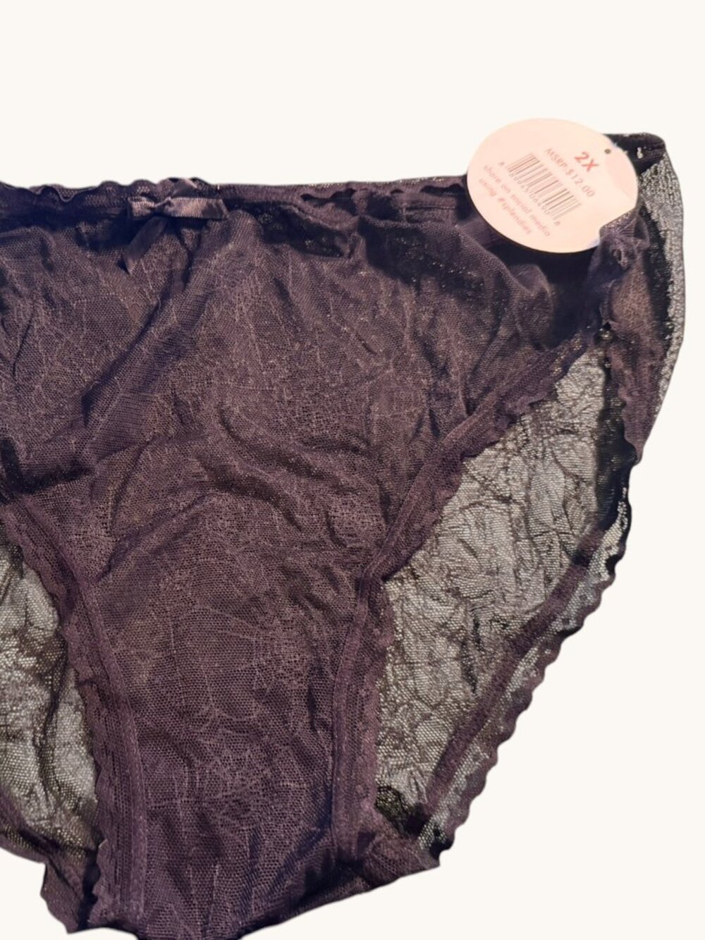 NWT Splendies Blac Halloween Spider Web Lace Panty Size 2X